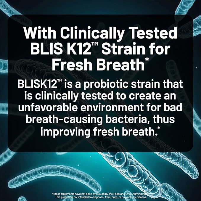 NatureWise Oral Probiotics for Mouth Bad Breath - Chewable Sugar-Free Mint - Lactobacillus reuteri Chewable - Oral Probiotics For Kids & Adults - Non-GMO USA Manufactured - 60 Count[60-Day Supply]