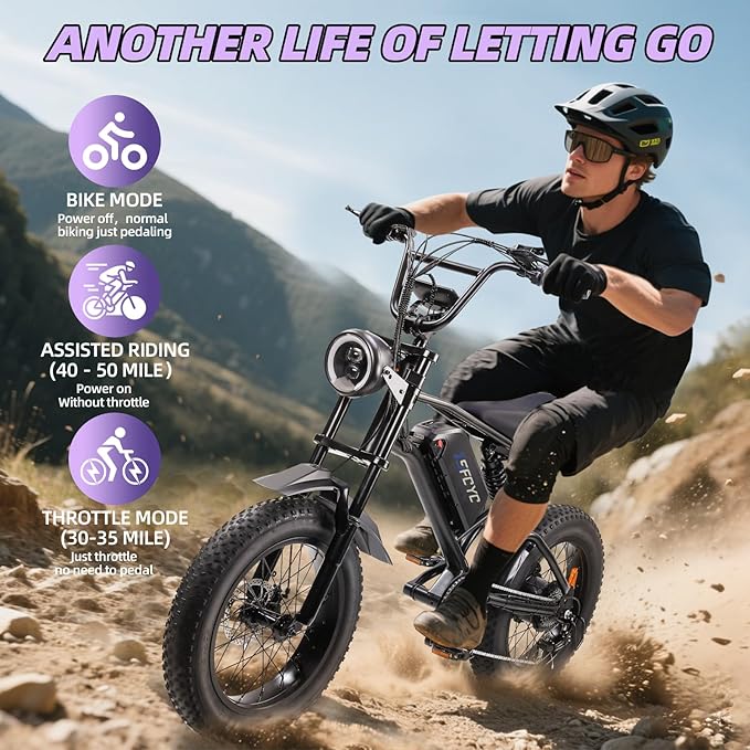 Electric Bikes for Adults,50-120Miles by Pas Ebikes,1000/15000W,720/1440WH E Dirt Bike,Shemano 7-Speed E Bikes,20'*4.0 Fat Tire Ebike,Dual Disc Brake Electric Motorcycle-StrideForce Fitness
