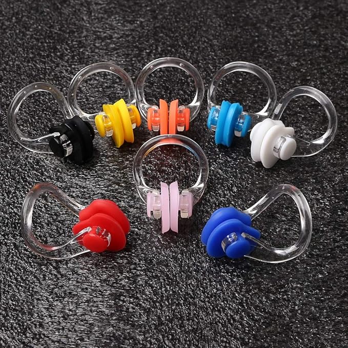8 Pieces Silicone Swimming Nose Clip, Waterproof Silica Gel Surfing Nose Plug Protector Soft Latex Plugs for Kids and Adults (8 Colors)-StrideForce Fitness