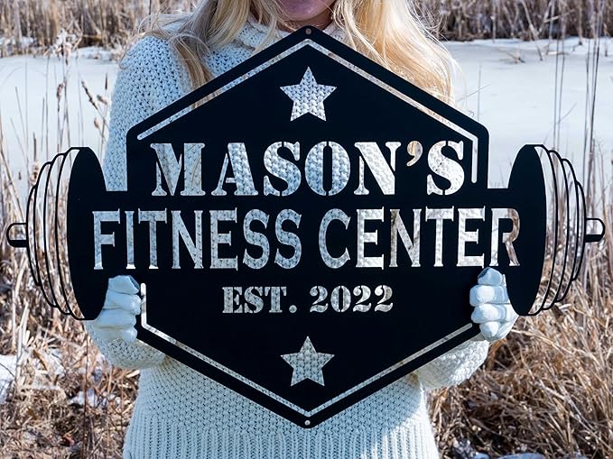 Personalized Gym Sign with Name | Hexagon Gym Garage Decor | Gym Decor for Home Gym | Established Signs for Workout Room | Gift for Athlete-StrideForce Fitness