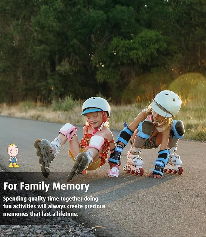 Simply Kids Knee and Elbow Pads with Wrist Guards, HardSoft Pad Tech. - CPSIA Certified Protective Gear Set - Inline Roller Skate Skateboard Bike Knee Pads for Kids Child Girls Boys Toddler Youth-StrideForce Fitness