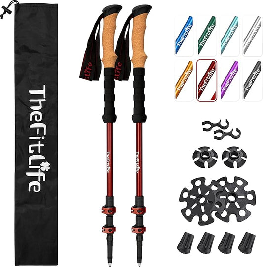 TheFitLife Trekking Poles - Lightweight 7075 Aluminum Hiking Sticks with Cork Grips, Adjustable Telescopic Design, Metal Flip Lock for Men & Women - Perfect for Hiking, Walking, Camping & Backpacking-StrideForce Fitness