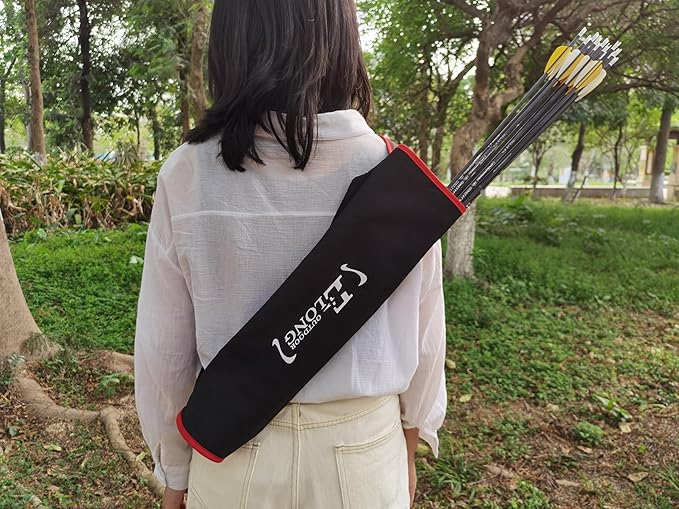 YLS Archery Hip and Back Quiver for Arrows - Black Arrow Quiver for Kids and Adults - Adjustable Arrow Holder with a Padded Strap and Belt Clip - Archery Accessories for Field and Practice-StrideForce Fitness