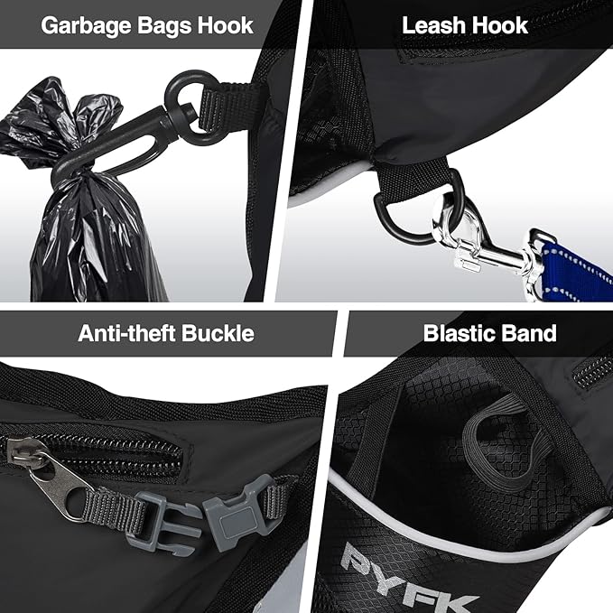 PYFK Running Belt Hydration Waist Pack with Water Bottle Holder for Men Women Waist Pouch Fanny Bag Reflective-StrideForce Fitness