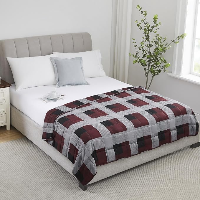 L'AGRATY Weighted Blanket - 48"x72" 15lbs Cooling Breathable Heavy Blanket Microfiber Material with Glass Beads for Adult All-Season Summer Fall Winter Soft Thick Comfort-StrideForce Fitness