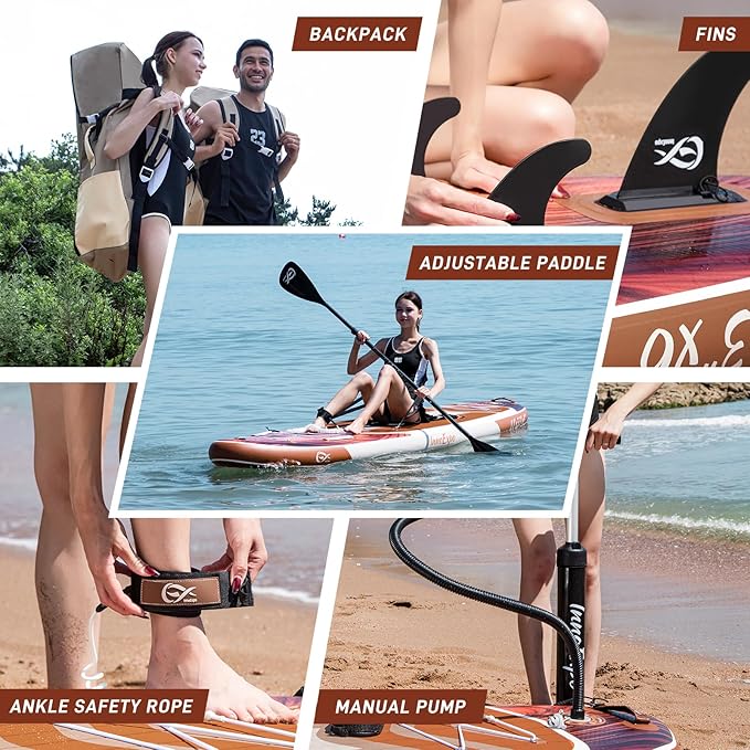 InnoExpo 11' Inflatable Stand Up Paddle Boards with Premium Accessories, Wide Stable SUP Paddle Board Design, Non-Slip Comfort Deck for Youth & Adults-StrideForce Fitness