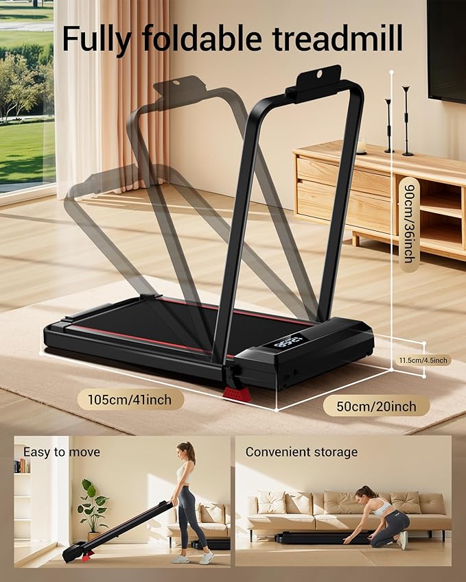 3-in-1 Portable Under Desk Treadmill, 17% Incline Walking Pad Treadmills for Home and Office, Folding Treadmill with 2.5 HP Quiet Brushless, 300 LBS Capacity-StrideForce Fitness