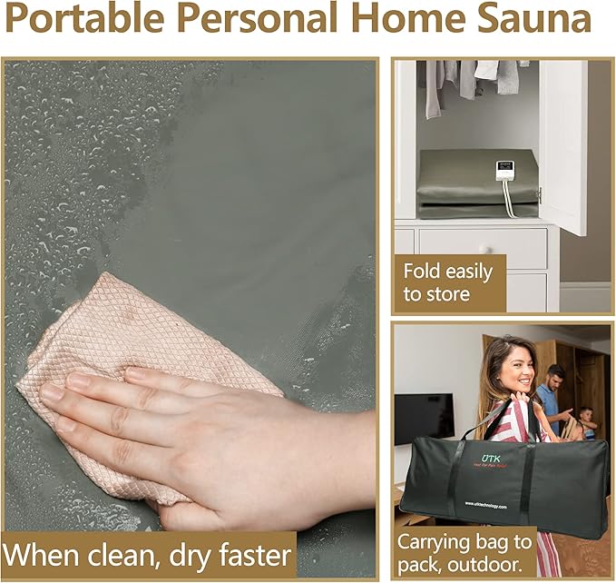 UTK Infrared Sauna Blanket, Portable Sauna for Home SPA, Fast Sweat & None Smell Infrared Sauna to Relax & Detox Your Body and Mind, (71"*71") Full-Size Home Sauna with 50 Plastic Wraps-StrideForce Fitness
