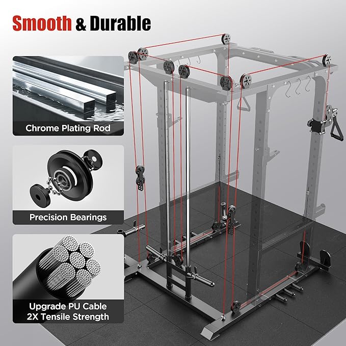 Sportsroyals Power Cage,1600lbs Multi-Function Power Rack with Adjustable Cable Crossover System and More Training Attachment, Weight Cage for Home Gym-StrideForce Fitness