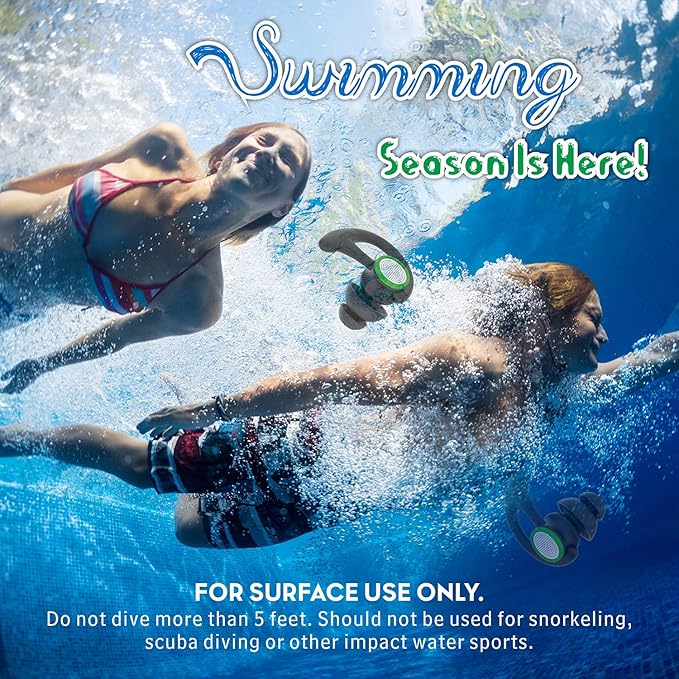 Hearprotek 2 Pairs Ear Plugs for Swimming Adults, Reusable Custom-fit Swim Water earplugs Men Women for Swimmers Shower Pool Bath Surfing Kayaking Canoeing(Black)-StrideForce Fitness