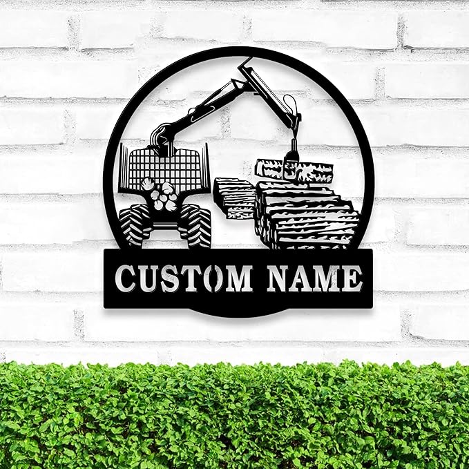 Personalized Logging Lumber Harvester Monogram Metal Sign Art LED Light, Custom Logging Lumber Metal Sign, Wall Art Hanging Home Decor Birthday Xmas Gift-StrideForce Fitness