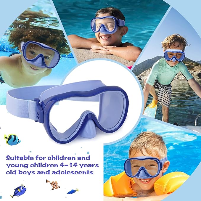 Kids Swim Goggles with Nose Cover, Anti-Leak Swim Mask with Elastic Fabric Strap, UV Protection Swimming Goggles for Kids-StrideForce Fitness