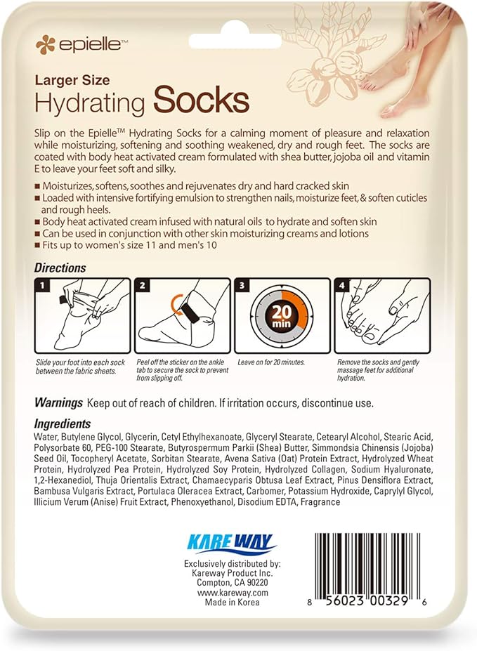 Epielle Hydrating Hand & Foot Masks 12 Pairs, Deep Moisturizing Socks & Gloves, Soften Dry Hands & Cracked Heels with Shea Butter & Jojoba Oil, Korean Skin Care, Foot Spa, Self Care Gifts for Women-StrideForce Fitness