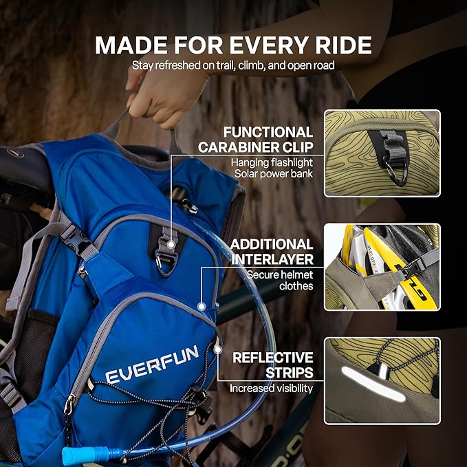 Everfun Hydration Backpack 18L with Water Bladder 2L/3L Hiking Water Backpack Women Men Hydration Pack Insulated Lightweight Day Hydropack with Storage for Hiking, Biking, Running, Festival-StrideForce Fitness