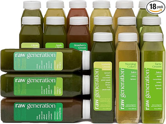 Raw Generation 3-Day Lower Sugar Cleanse - Boost Digestion & Eliminate Bloating/Gut, Colon, Liver/Less Sugar & 35gProtein Daily/Non-GMO, 100% Plant-Based Juices-StrideForce Fitness