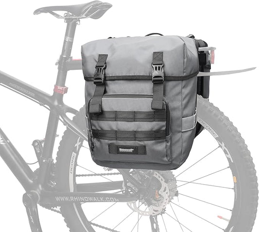 Rhinowalk Bike Pannier Bag 40L Double Pannier Bags Saddle Bags for Rear Rack Bicycles With Carrying Handle With Reflective Trim Professional Cycling Accessories-Grey-StrideForce Fitness