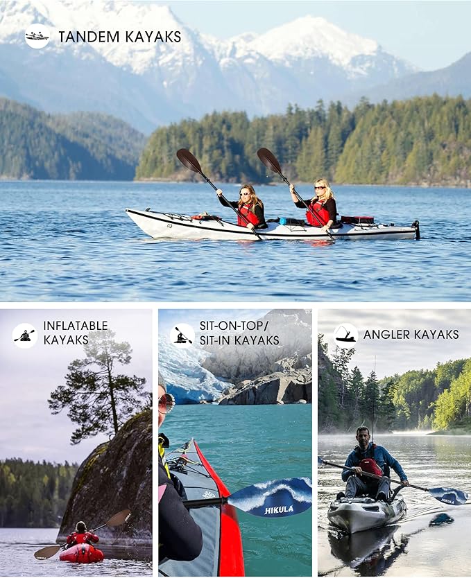 Kayak Paddle Aluminum Shaft Paddle with Nylon Blades, Floating Adjustable Kayaking Oars, 3 Piece, 220-240cm/86-94 Inches,Black/Rose/Teal/Black/Orange/Grey-StrideForce Fitness