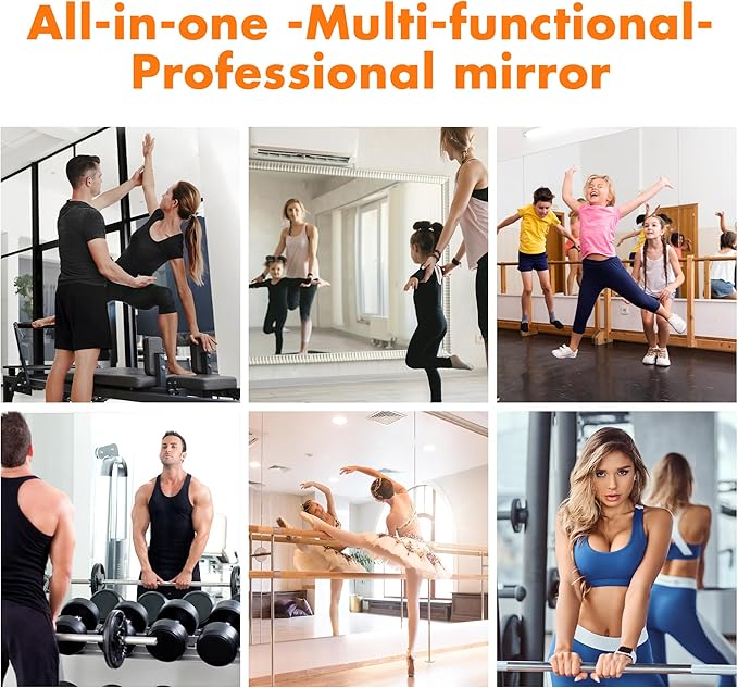 Hasipu Home Gym Mirror 48" L x 24" W - 2PCS Large Full Body Mirror for Yoga, Wall-Mounted Mirrors for Fitness, Garage, Dance Studio, 0.16in Tempered Glass Frameless-StrideForce Fitness