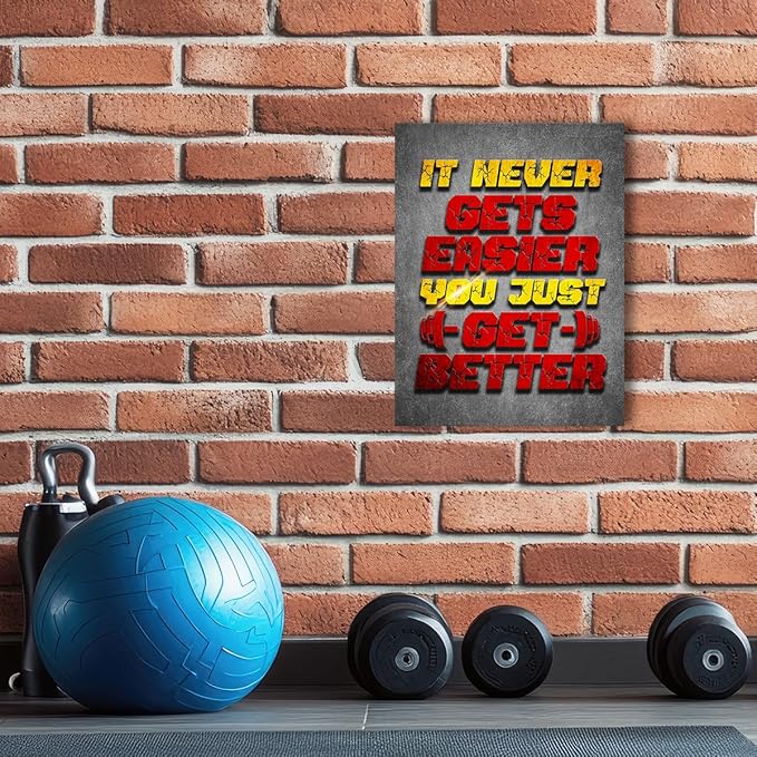 Gym Quotes Wall Art,Inspirational Workout Wall Decor,It Never Gets Easier You Just Get Better Canvas Wall Art for Home Gym Exercise Fitness Room-StrideForce Fitness