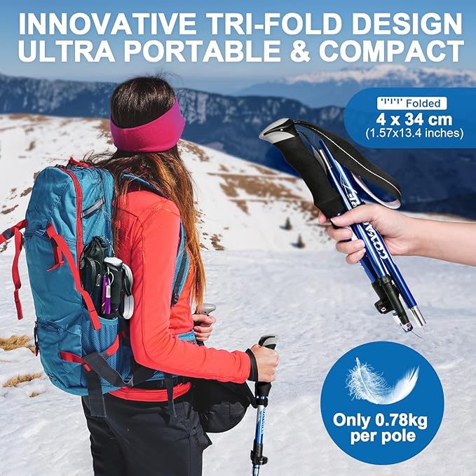 Covacure Trekking Poles Collapsible Hiking Poles - Aluminum Alloy 7075 Trekking Sticks with Quick Lock System, Telescopic, Collapsible, Ultralight for Hiking, Camping-StrideForce Fitness