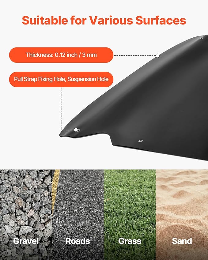 VEVOR Yard Drag Sled, 110 x 46 in, 2000lbs Heavy Duty Utility Sled, HDPE Drag Glider with Ropes & Pull Cable, Dual Use Game Hauler for Firewood Ice Fishing, Compatible with ATVs UTVs Tractors-StrideForce Fitness