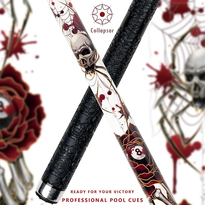 Collapsar CBP Pool Stick with 1X1 Hard Case,13mm Tip with Low Deflection Technology Billiard Cue,58" 2-Pieces 19-21 oz Professional Pool Cue Set-StrideForce Fitness