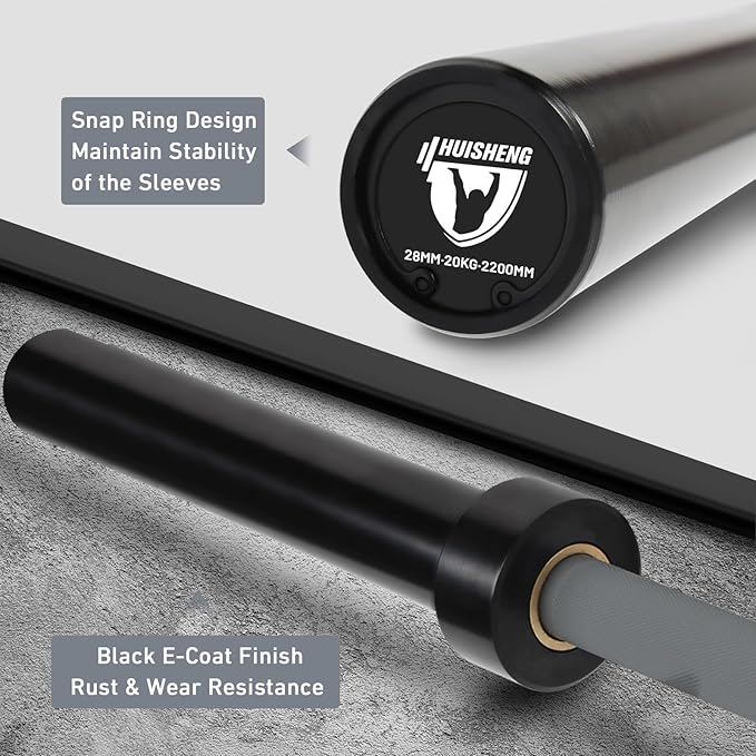 7ft Olympic Barbell for Strength Training and Olympic Weightlifting, 500 700 1000LBS Capacity Available, 2 Inch Bar for Squats, Home Gym Fitness Equipment, Bench Press, Deadlift,Powerlifting-StrideForce Fitness