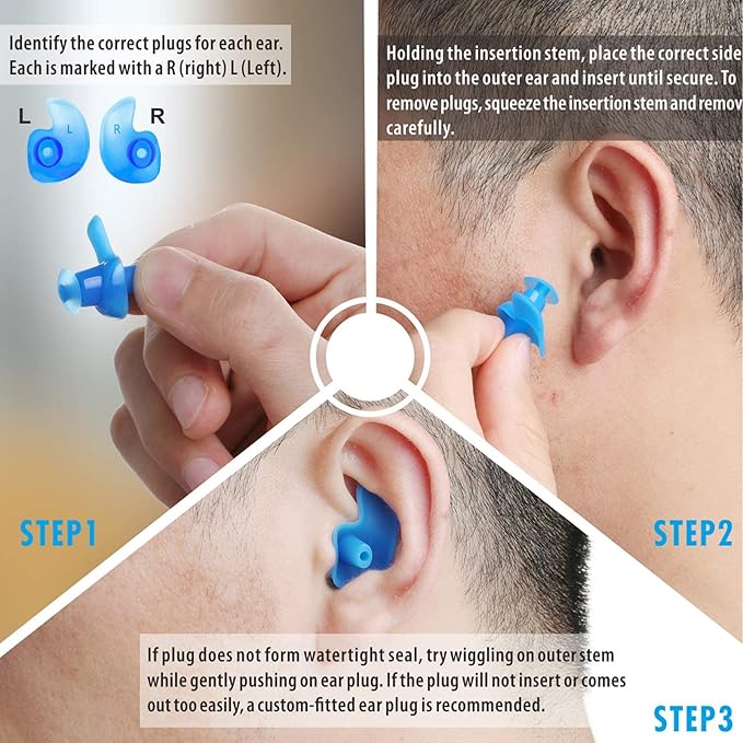 Hearprotek 2 Pairs Swimming Ear Plugs for Kids, Soft Reusable Water earplugs for Kids Swimming Bathing and Other Water Sports-StrideForce Fitness