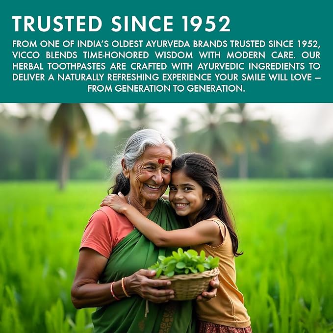 Vicco Vajradanti Ayurvedic Herbal Toothpaste by Vicco – 70 Year Legacy of Ayurveda, Sugar-Free, with 18 Ayurvedic Herbs & Barks, 100% Natural, Vegan, Fluoride-Free & Cruelty-Free – 7 oz (3 Pack)