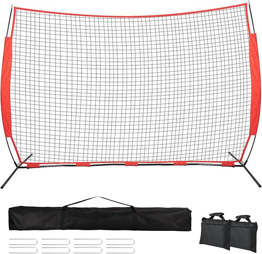 7x7/16x10/20x10ft Backstop Net, Ball Stop Net with Handbag,Fix Sports Net Barrier by 4 Spike&2 Sandbag,Sports Practice Barrier Net for Baseball,Softball,Lacrosse Train,Backstop Net for Backyard-StrideForce Fitness