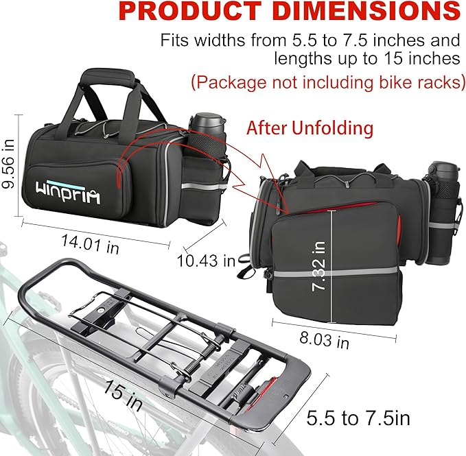 Bike Bags for Bicycle Rack Bags,18-20L Pannier Trunk Pannier with Rain Cover,Water Resistant Ebike Saddle Bag for Rear Rack handlebar Shoulder Bag for Commuter Travel Outdoor Cycling,900D-StrideForce Fitness
