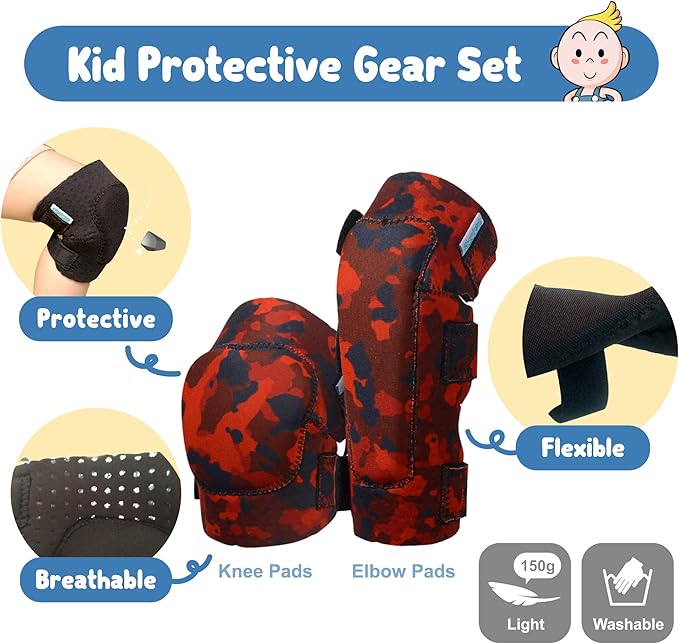 Soft-Style Kids Knee and Elbow Pads with Bike Gloves, Flexible Impact-Resistant Gear for Ages 2-11, Designed for Balance Bikes, Roller-Skating, and Skateboarding-StrideForce Fitness