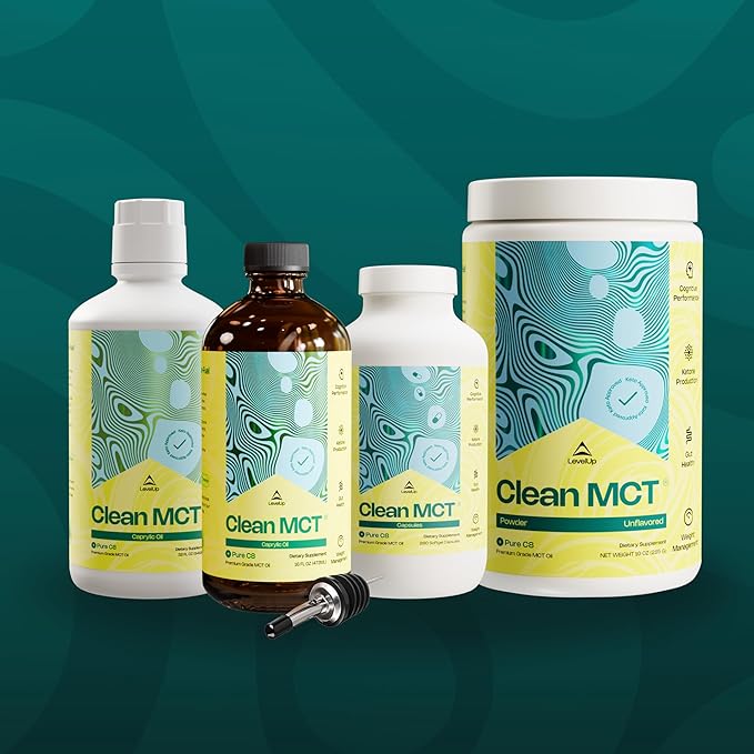 LevelUp Clean MCT Oil Capsules - 100% Caprylic C8 for Energy, Focus, Weight Management, Gut Health, Brain Superfuel - Keto Supplement for Ketogenic Diet and Ketones - Non-GMO (280 Count)-StrideForce Fitness