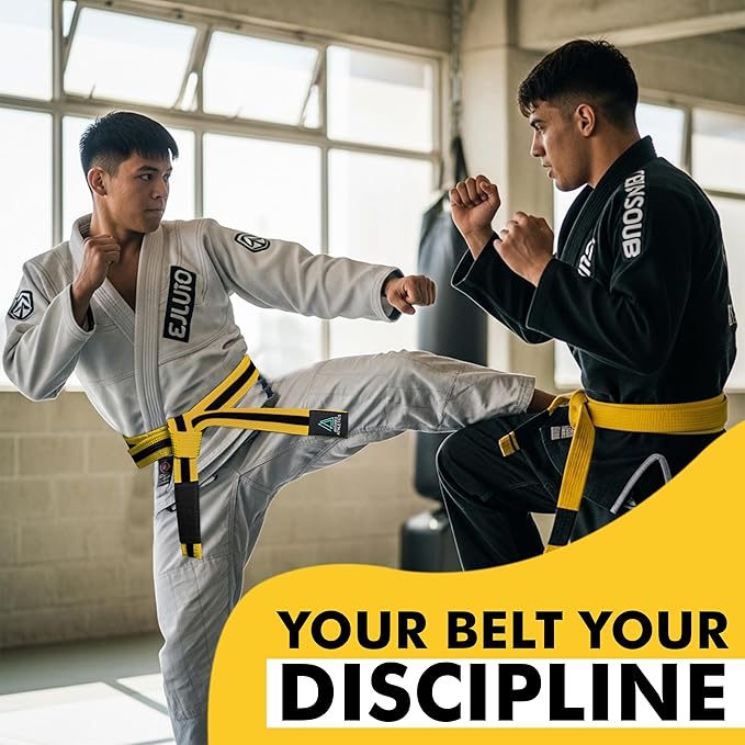 Brazilian Jiu Jitsu Belts Preshurunk Martial Arts Youth BJJ Belts for Girls & Boys with BJJ Ranking Stripes-StrideForce Fitness