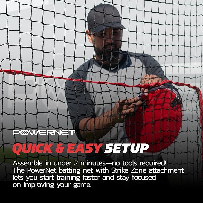 PowerNet Pitching Bundle, Baseball Net with Pitch Perfect Targets & Strike Zone Attachment, Weighted Ball, Softball Baseball Training Equipment to Increase Pitching Accuracy, 3 Net Sizes-StrideForce Fitness