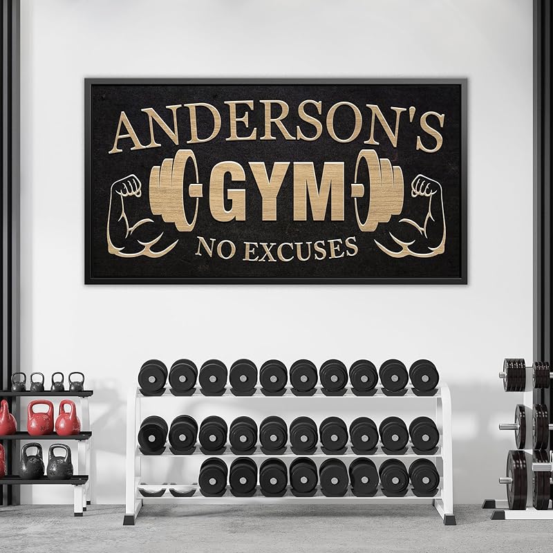 AWESOMETIK GYM Custom Sign Personalized Canvas Wall Decor with Custom Family Name Vintage, Custom Vintage GYM Room Decor, Entertainment Hall Living Room Lounge-StrideForce Fitness