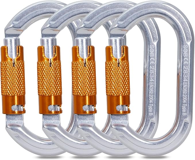 SOB Auto Locking Climbing Carabiner Clips,Heavy Duty Asymmetrical Carabiner Connector Used for Rappelling Gear Rescue Outdoor Projects Dog Leash-StrideForce Fitness