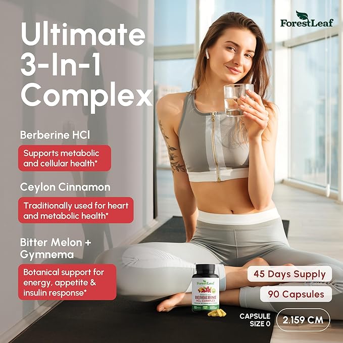 Berberine Supplement 1300mg per Serving- 97% Tested Ultra High Potency Berberine HCl with Ceylon Cinnamon, Bitter Melon & Gymnema, 10:1 Extract Berberis Supplements, Weight Management, 90 Veggie Caps-StrideForce Fitness