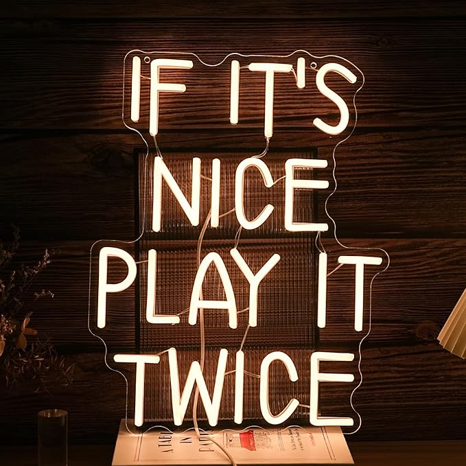 If It’s Nice Play It Twice Neon Sign Warm White Nice LED Light Up Sign for Wall Decor Dimmable USB Powered Letters Neon Light for Game Room Living Room Bar Decor-StrideForce Fitness