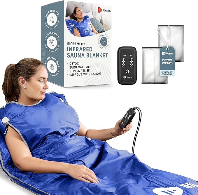 Lifepro BioRemedy Infrared Sauna Blanket – Available in 5 Colors – Portable Far Infrared Home Sauna Bag for Detox, Tension, and Relaxation – Adjustable Temp (86–158°F) & Timer – Includes Detox Wraps-StrideForce Fitness