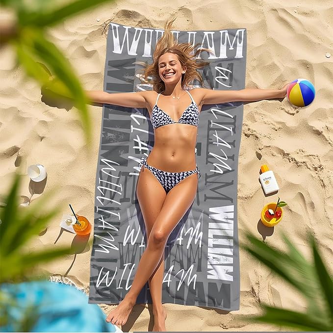 JML Personalized Beach Towel with Name, Custom Beach Towel with Name, Customized Microfiber Pool Towel, Quick Dry & Absorbent Swim Towel for Adult,Anniversary, Birthday, Summer Holiday,Vacation-StrideForce Fitness