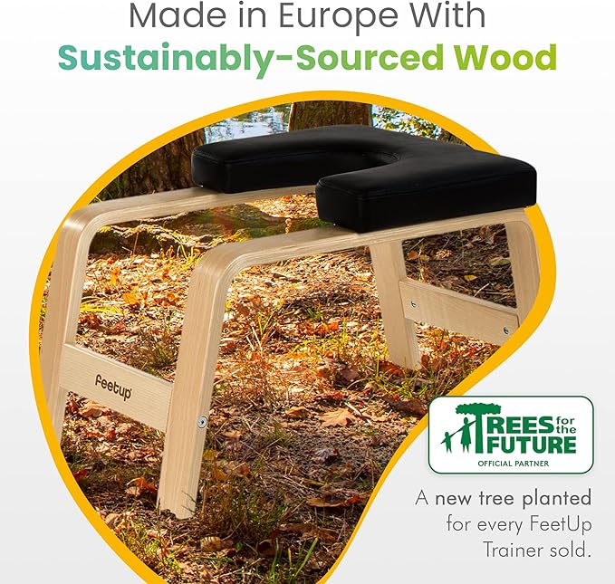 FeetUp - The Original Yoga Headstand Bench, Vegan Handstand Trainer Bench and Stand, Strength Training Inversion Equipment for Relaxation and Strength, Includes App & Starter Kit, #1 Worldwide-StrideForce Fitness