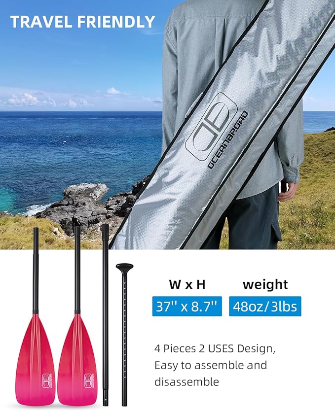 OCEANBROAD SUP Paddle - Adjustable Stand-Up Paddle for Paddleboard Kayak, Adjustable Aluminum Alloy Shaft with Reinforced Nylon Blades-StrideForce Fitness