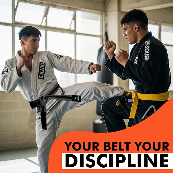 Brazilian Jiu Jitsu Belts Preshurunk Martial Arts Youth BJJ Belts for Girls & Boys with BJJ Ranking Stripes-StrideForce Fitness