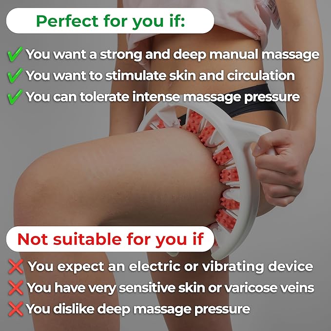 TESMED Cellulite Manual Massager : Made in Italy, Patented with Converging & Diverging Roller Technology. Anti Cellulite Roller for Thighs and Buttock