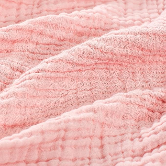 Carriediosa 100% Cotton Muslin Throw Blanket 108" X 90" King Size，4-Layers Summer Gauze Throws for Bed Couch，Soft Lightweight Breathable Linen Blankets Bedspread for Adults All Season，Dusty Pink-StrideForce Fitness