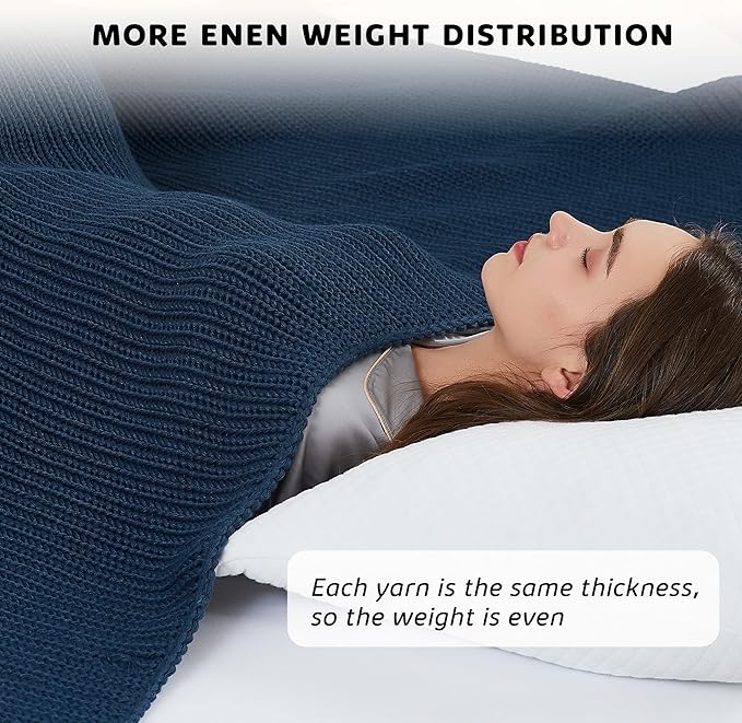 L'AGRATY Knitted Weighted Blanket - 48"x72" 20lbs Cooling Chunky Knit Heavy Blanket for Adults Braided Crochet Throw Thick Cable Yarn Knit Decorative No Beads Evenly Weighted Machine Washable-StrideForce Fitness
