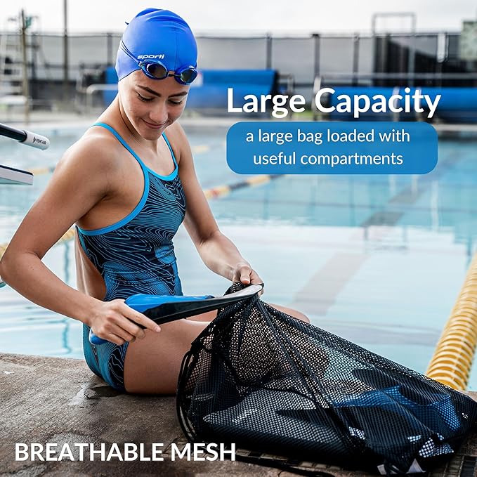 𝗦𝗽𝗼𝗿𝘁𝗶 Power Swim Paddles for Lap Swimming - Adjustable Straps - Lap Swimming Gears - Hand Paddles for Adults & Kids-StrideForce Fitness