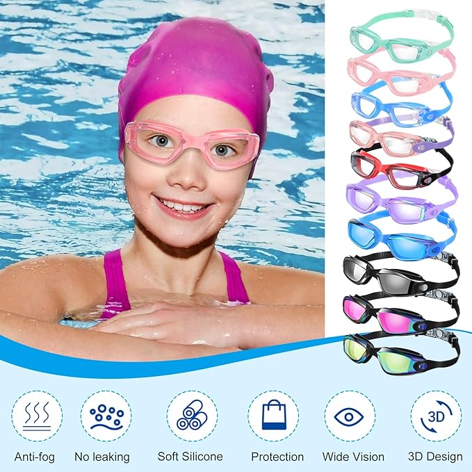 Konohan 10 Pack Swim Goggles Bulk for Kids adult Pool Goggles Anti Fog Silicone No Leak Swimming Glasses for Men Women Youth-StrideForce Fitness