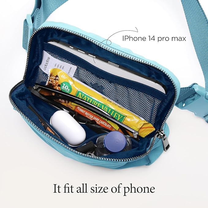 ODODOS Unisex Mini Belt Bag with Adjustable Strap Small Fanny Pack for Workout Running Traveling Hiking, Steel Blue-StrideForce Fitness